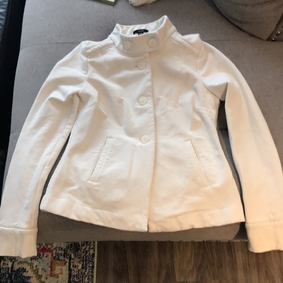 JACOB Cream Button Up Pea Coat Medium - Picture 2 of 9